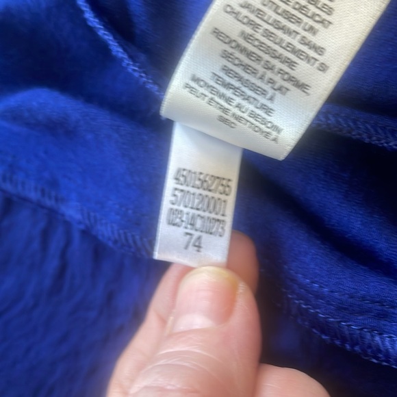 Chico’s Cobalt Blue Offset Asymmetrical Cardigan Sweater W/ Zipper Pockets XS - Picture 11 of 16